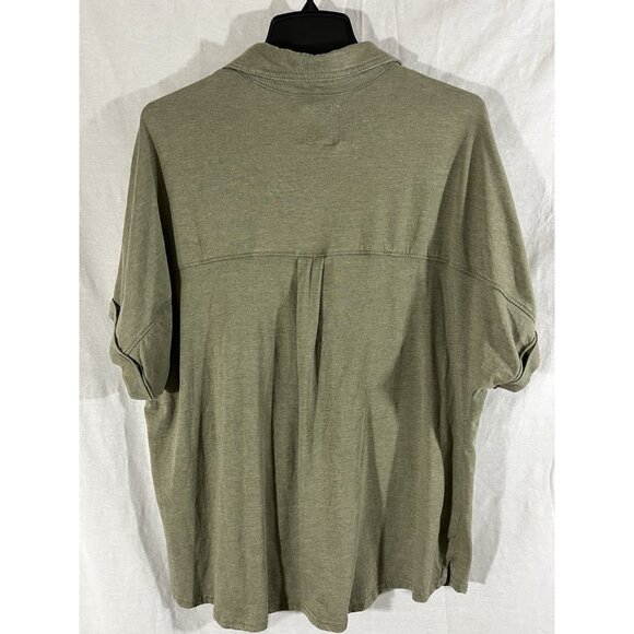 C&C California Women’s XL Green Short Sleeve Button Up Cotton Blouse - Picture 6 of 8